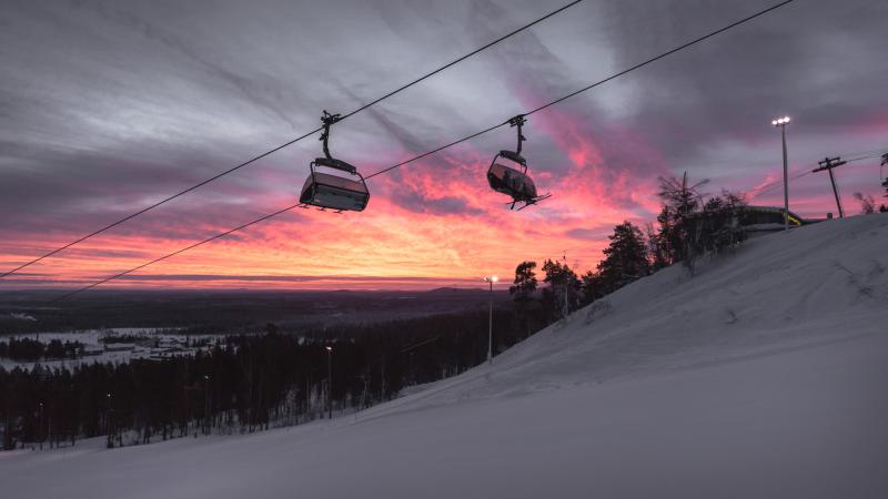 A cable car at a ski resort 