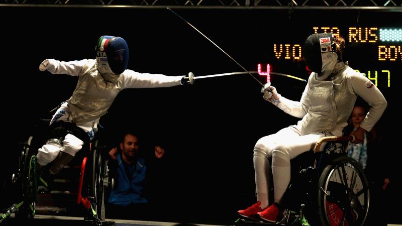 Italian wheelchair fencer Beatrice Vio competing