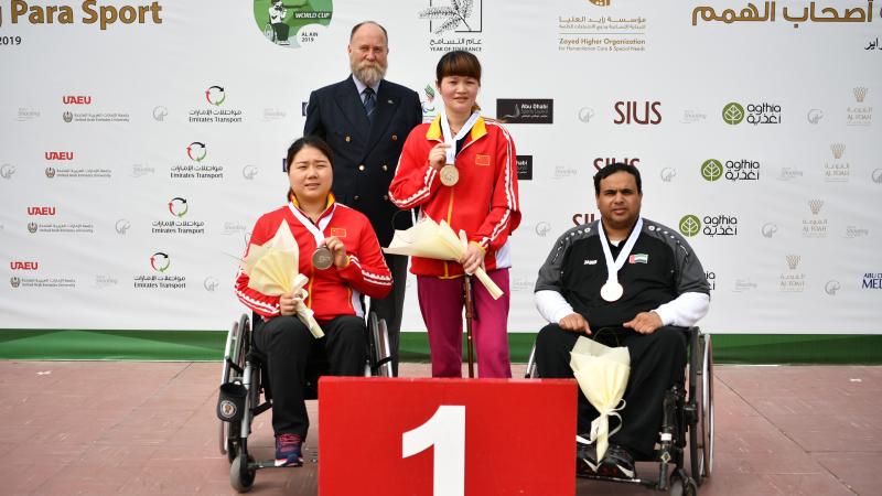 Yan Yaping of China won gold in the R6 (mixed 50m rifle prone SH1) at the Al Ain 2019 World Cup