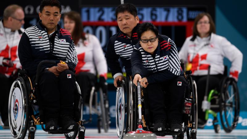 female wheelchair curler Min-Ja Bang