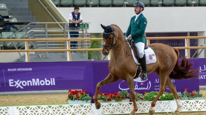 male Para equestrian rider Rodolpho Riskalla on his horse