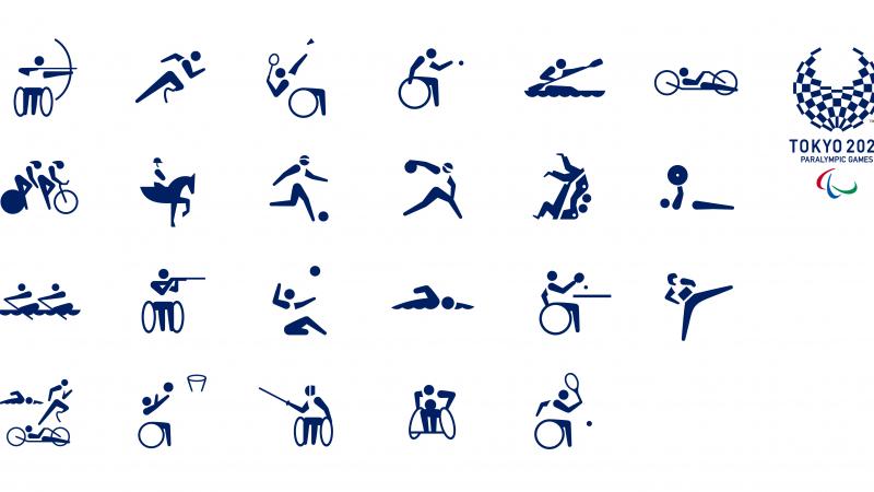 the 23 official sport pictograms of the Tokyo 2020 Paralympic Games