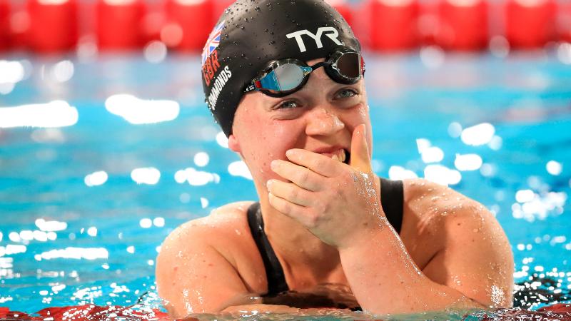 Ellie Simmonds close to tears in the pool after the race