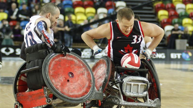 Wheelchair rugby players