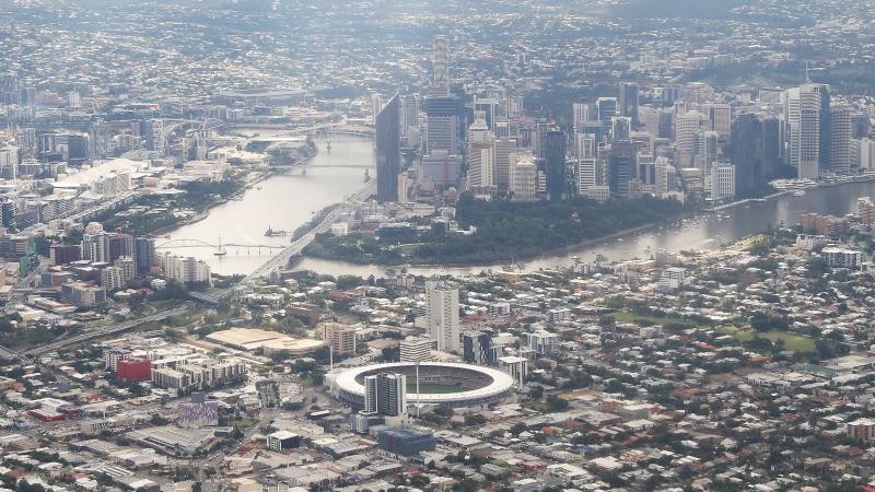 an aerial view of the city of Brisbane