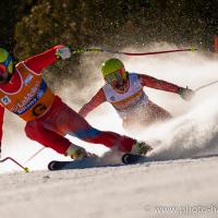A picture of a man skiing