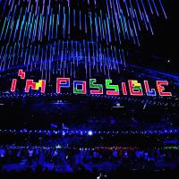"I'm possible" written in Tetris cubes at Sochi 2014 Paralympic Closing Ceremony