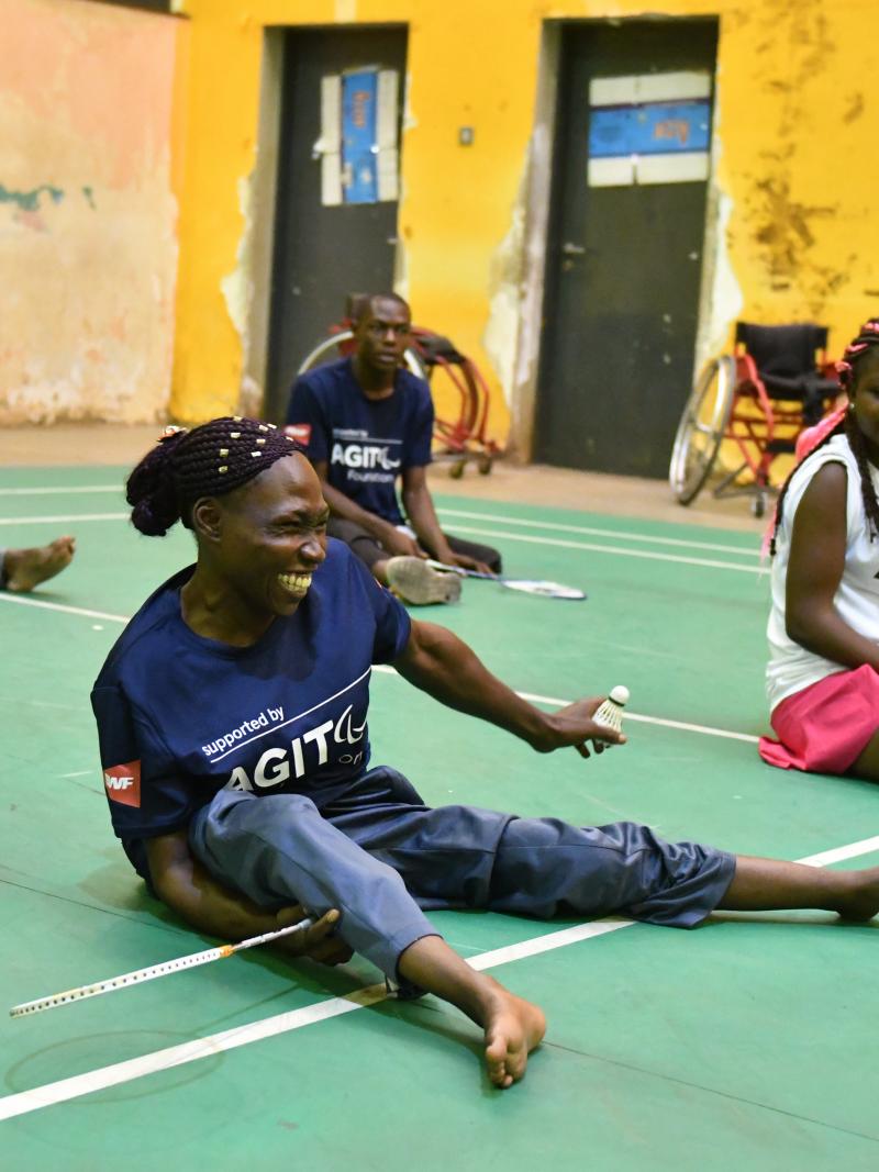 Participants of BWF workshop have fun while trying Para badminton in Uganda
