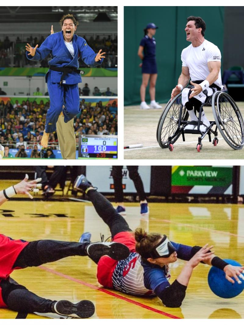 Collage with five photos of the five nominated athletes for Americas Athlete of the Month for July 2019