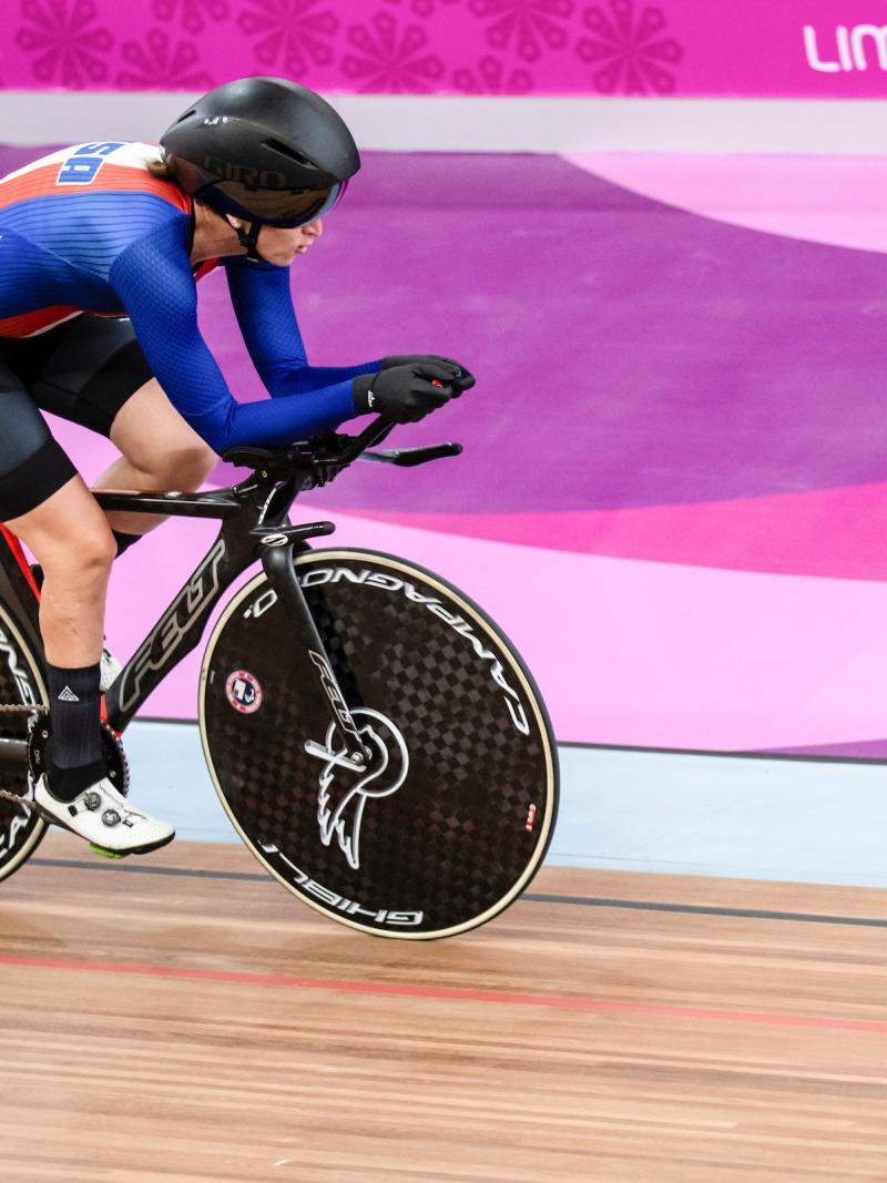 a female Para cyclist on the track