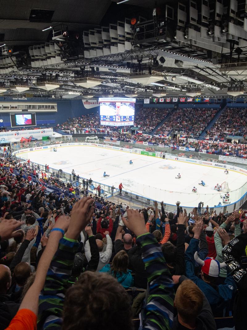 Overview of packed ice arena