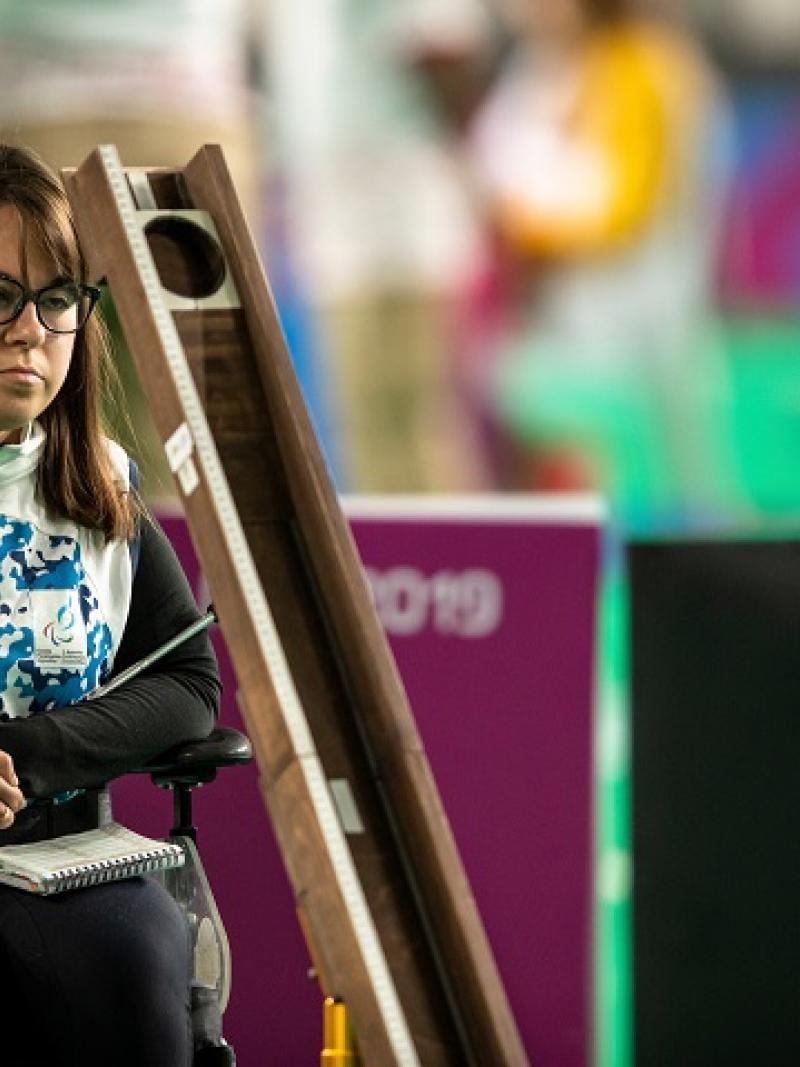 Boccia player Stefania Ferrando during a competition