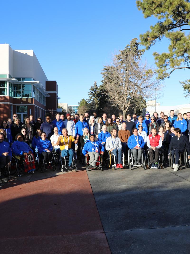 Group photo of big meeting outdoors