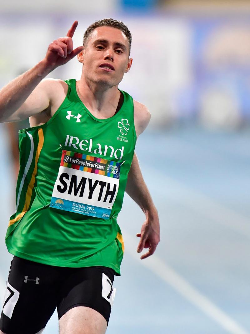 A male sprinter on an athletics track