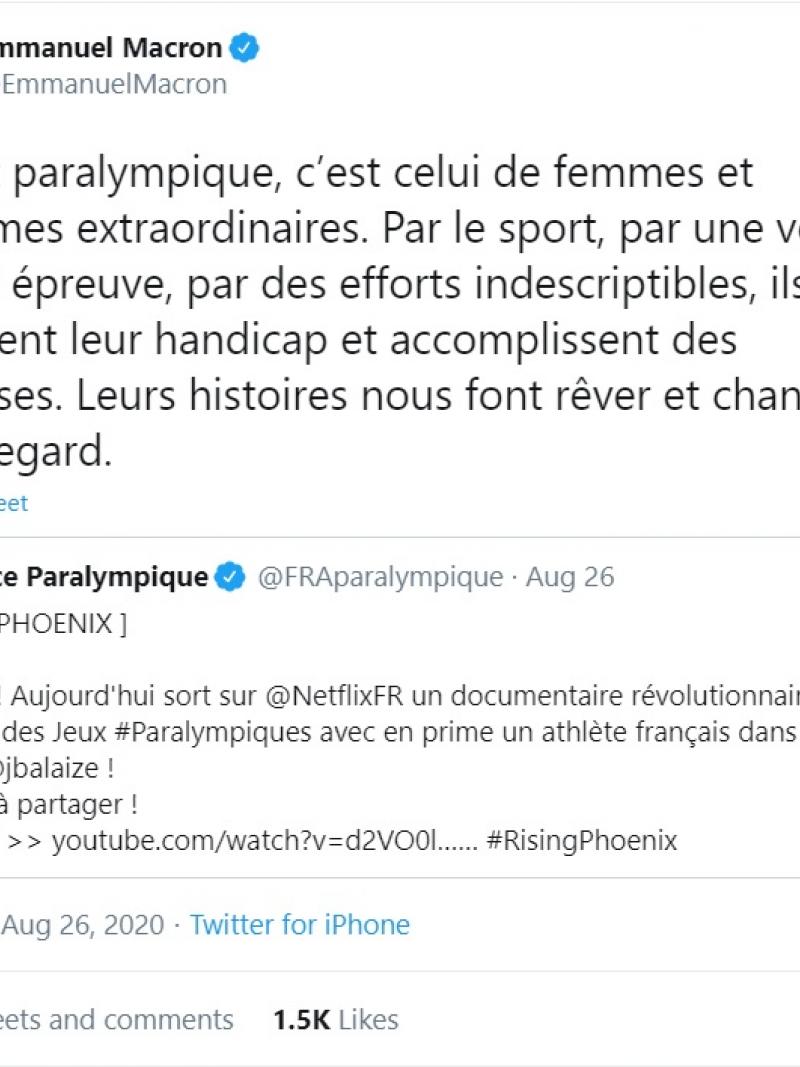 Emmanuel's Macron tweet about Rising Phoenix