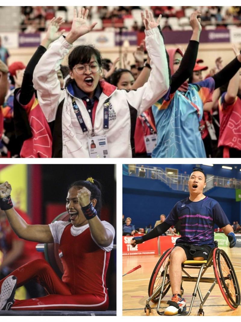 Collage of athletes and volunteers