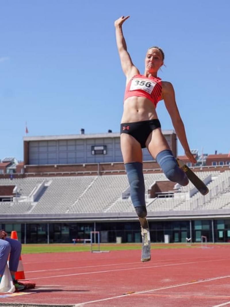 Fleur Jong during a training session at the Olympic Stadium in Amsterdam, Netherlands