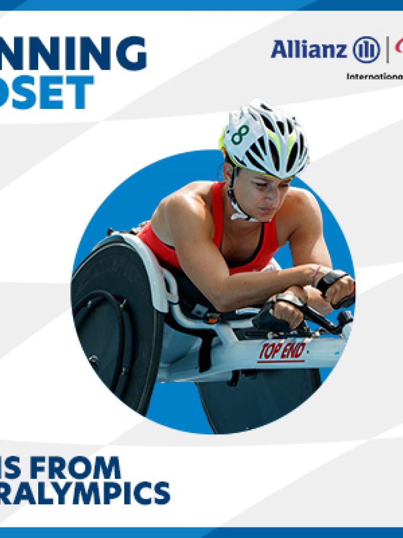 Branded graphic of female wheelchair racer