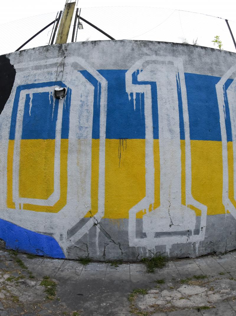 Maradona Mural with the word D10S (God in Spanish with the 10 replacing I and O)