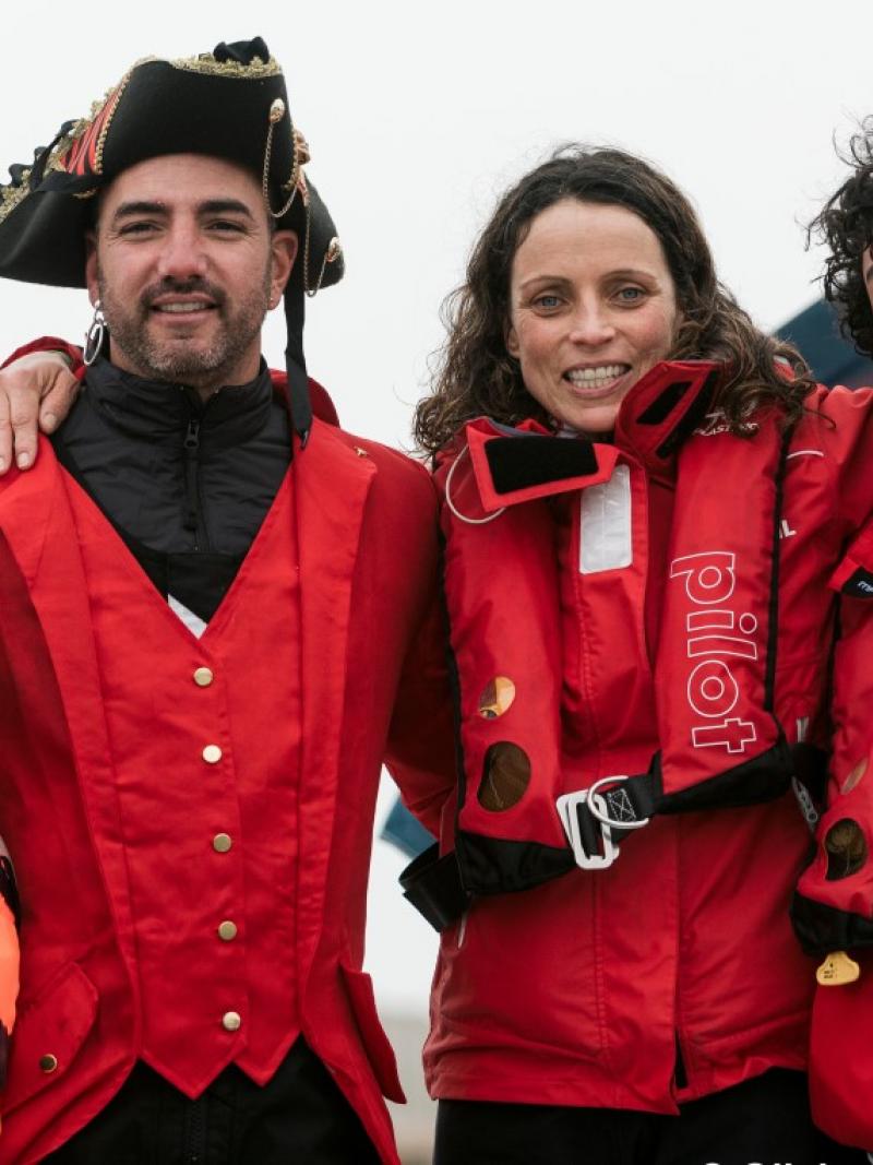 Male sailor with his wife and two kids