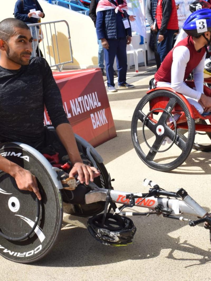 Walid Ktila in the mixed zone at the Tunis 2021 Grand Prix 