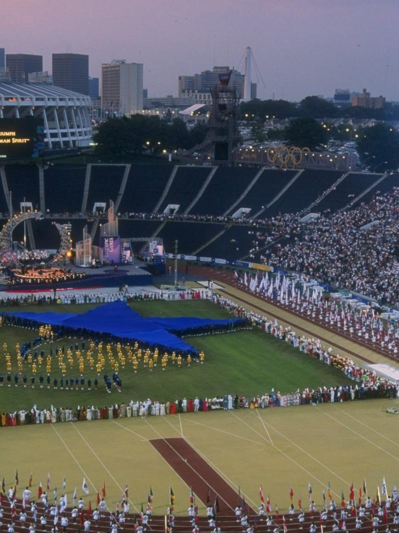 Aerial view of the Atlanta 1996 Opening Ceremony