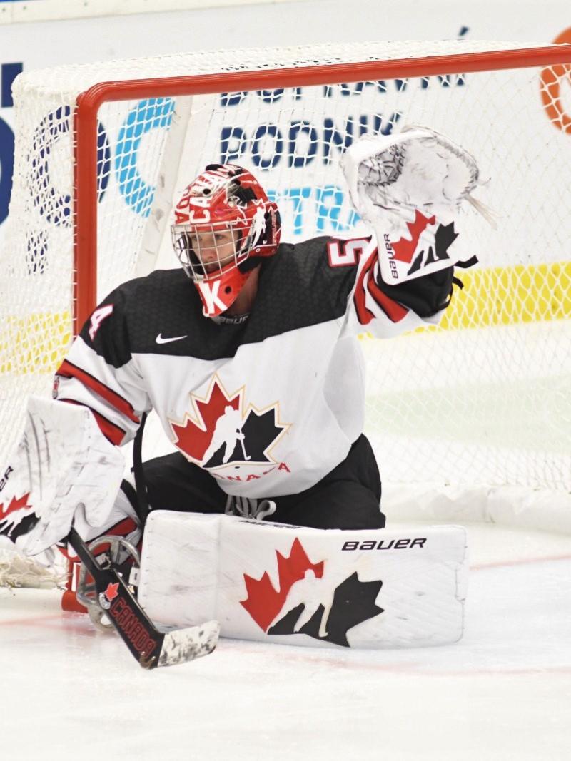 A Canadian goaltender in a Para ice hockey game