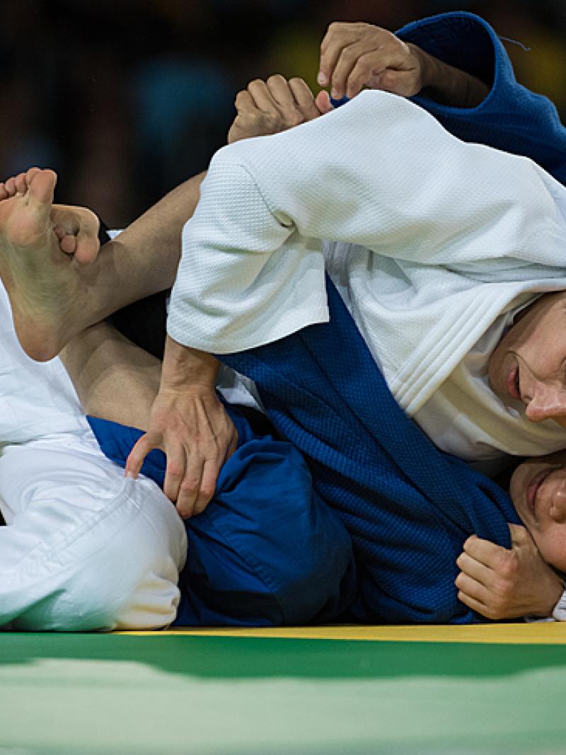 German judo athlete Carmen Brussig in action at Rio 2016 