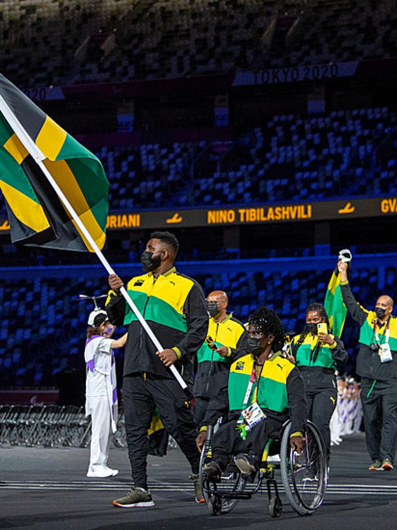 Jamaican judoka Theador Sabba carries flag in Opening Ceremony