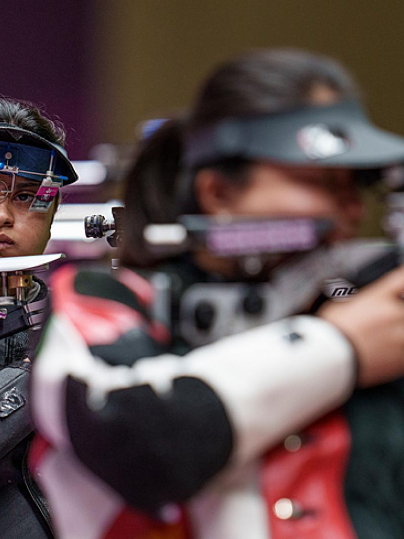 India female shooting athlete on the range