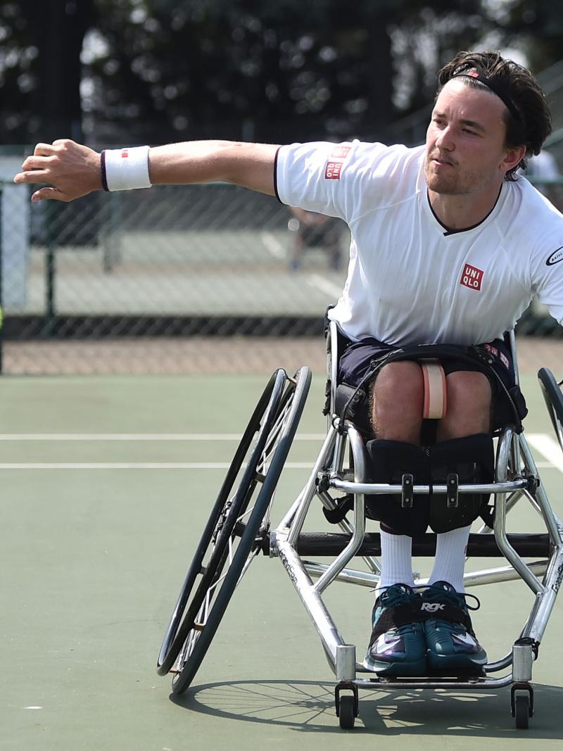 British wheelchair tennis player Gordon Reid in action