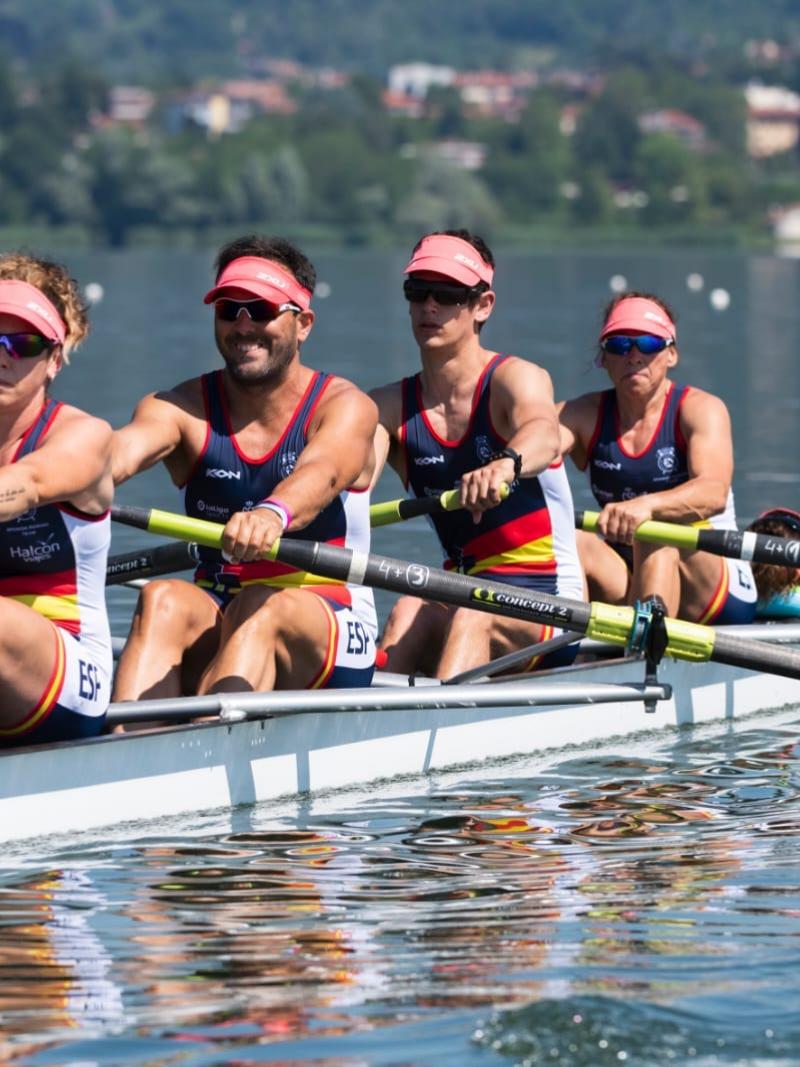 Spain’s PR3 mixed coxed four crew rowing