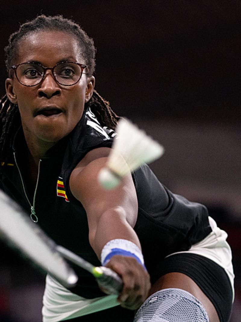 Ritah Asiimwe plays a backhand