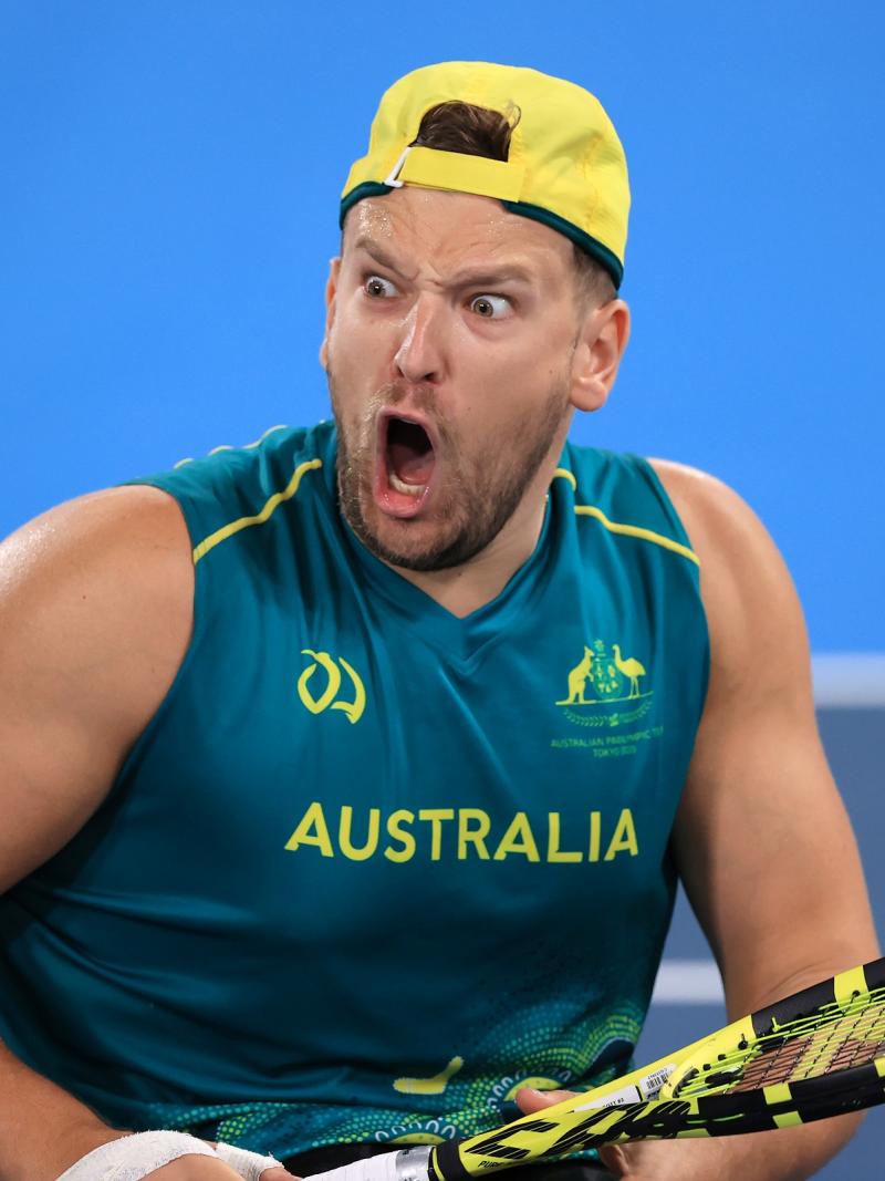 Dylan Alcott celebrates during the Tokyo 2020 gold medal match