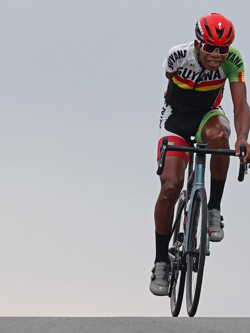 Guyana's Para cyclist Walter Grant-Stuart in action in Tokyo