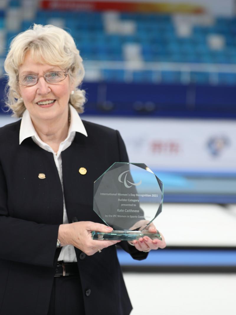 Kate Caithness poses for the pic with the 2021 International Women’s Day Award