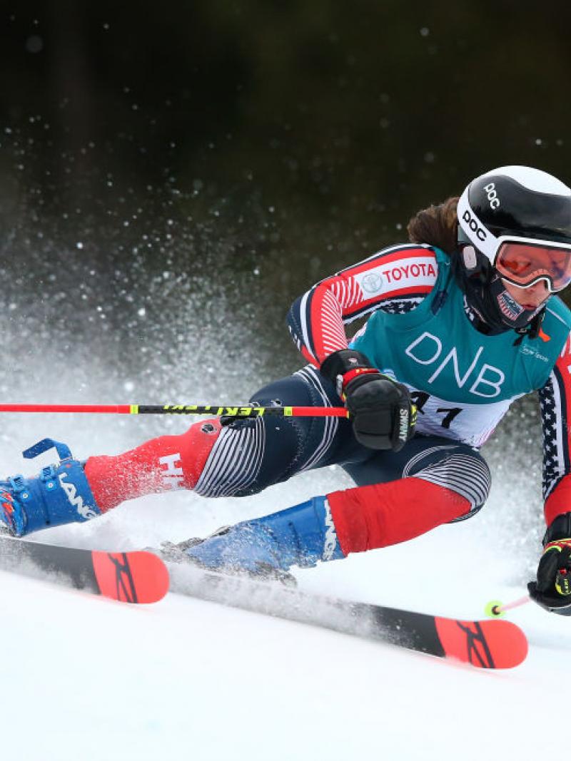 Jesse Keefe of USA competes in the men's Standing Giant Slalom race during the World Para Snow Sports Championships at Lillehammer, Norway.