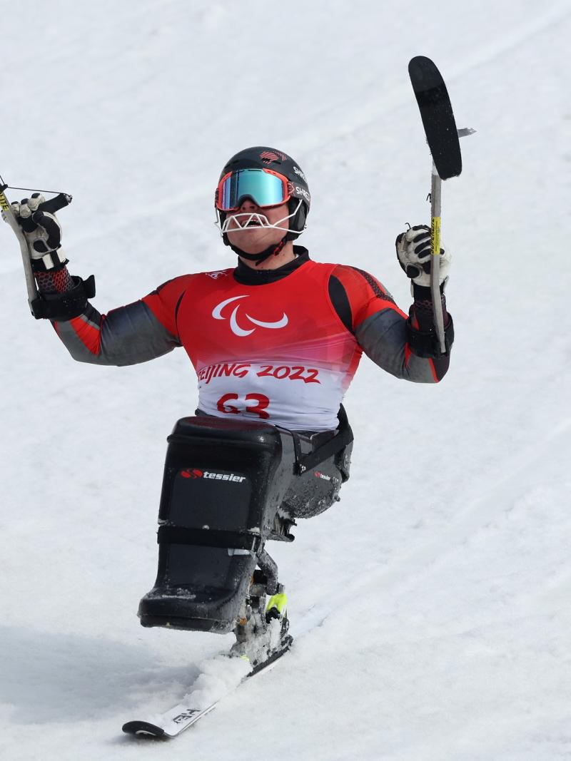 Jesper Pedersen celebrates after winning another gold in Beijing