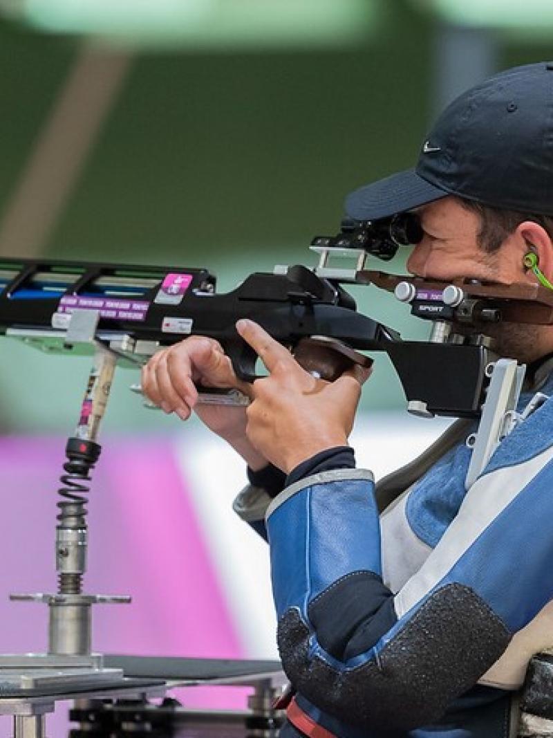 Image of a male Para shooter competing in an event