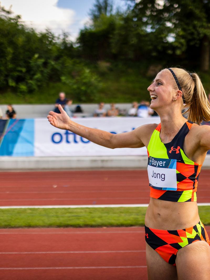 Image of a female Para Athletics athlete happy after her competition