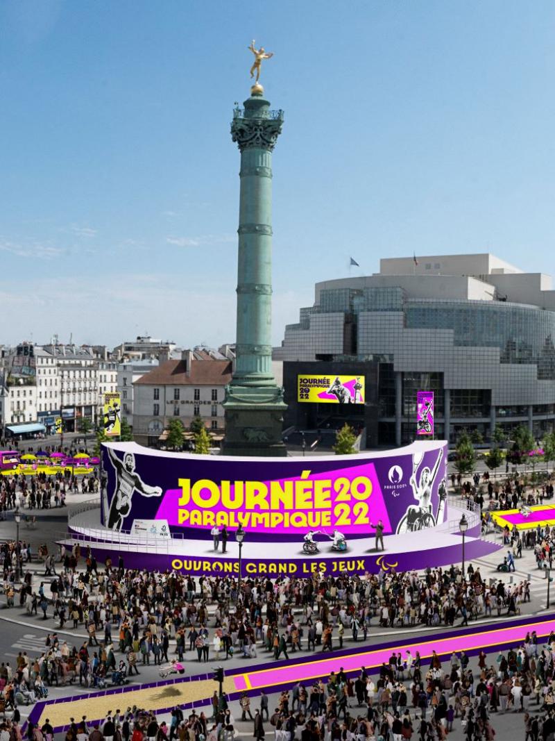 A graphic mockup of what Place de la Bastille will look like on Paralympic Day.