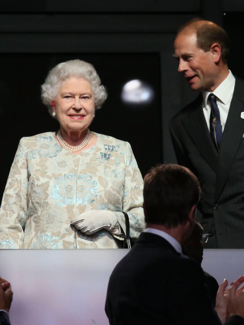 Queen Elizabeth II and Prince Edward look on from the royal box during the Opening Ceremony of the London 2012 Paralympics.