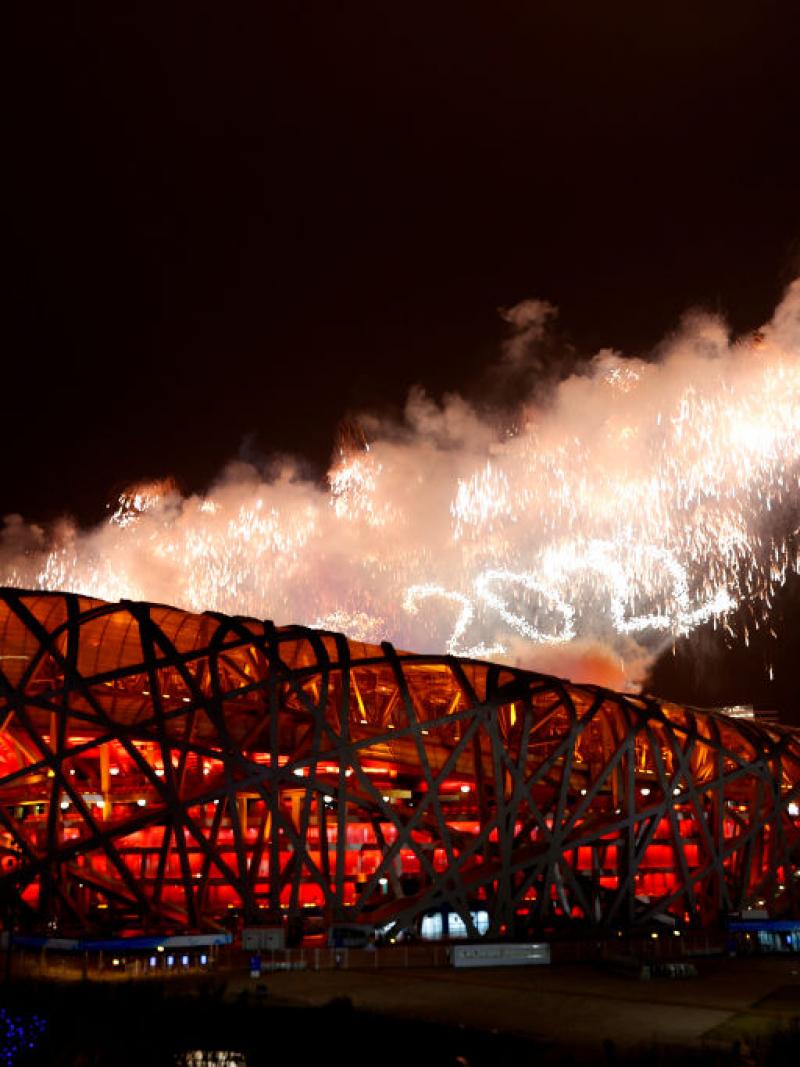 Firework coming out of the main venue of the Beijing 2022 Paralympic Games
