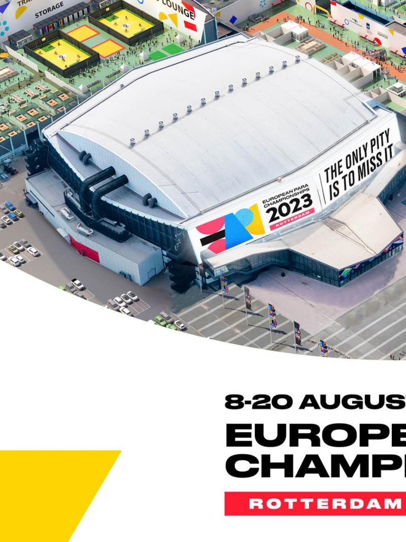 A Cover Photo of the European Para Championships showing aerial images of venues in Rotterdam
