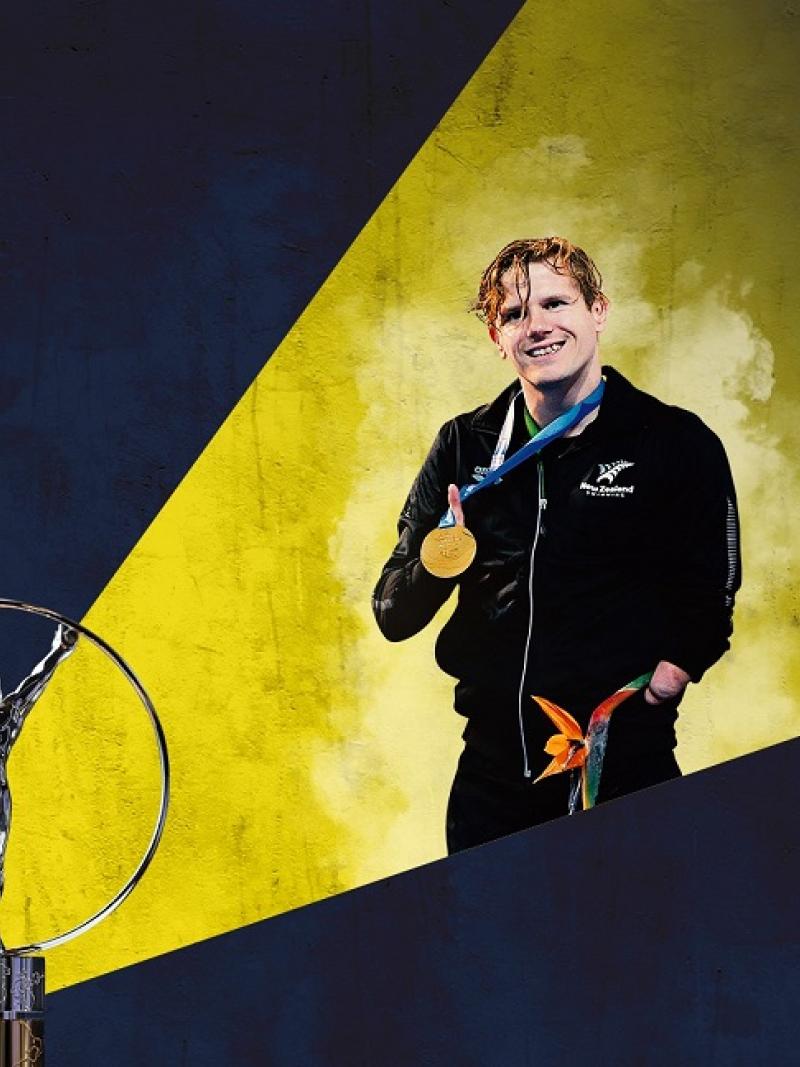 A graphic announcing Cameron Leslie as Laureus Award nominee