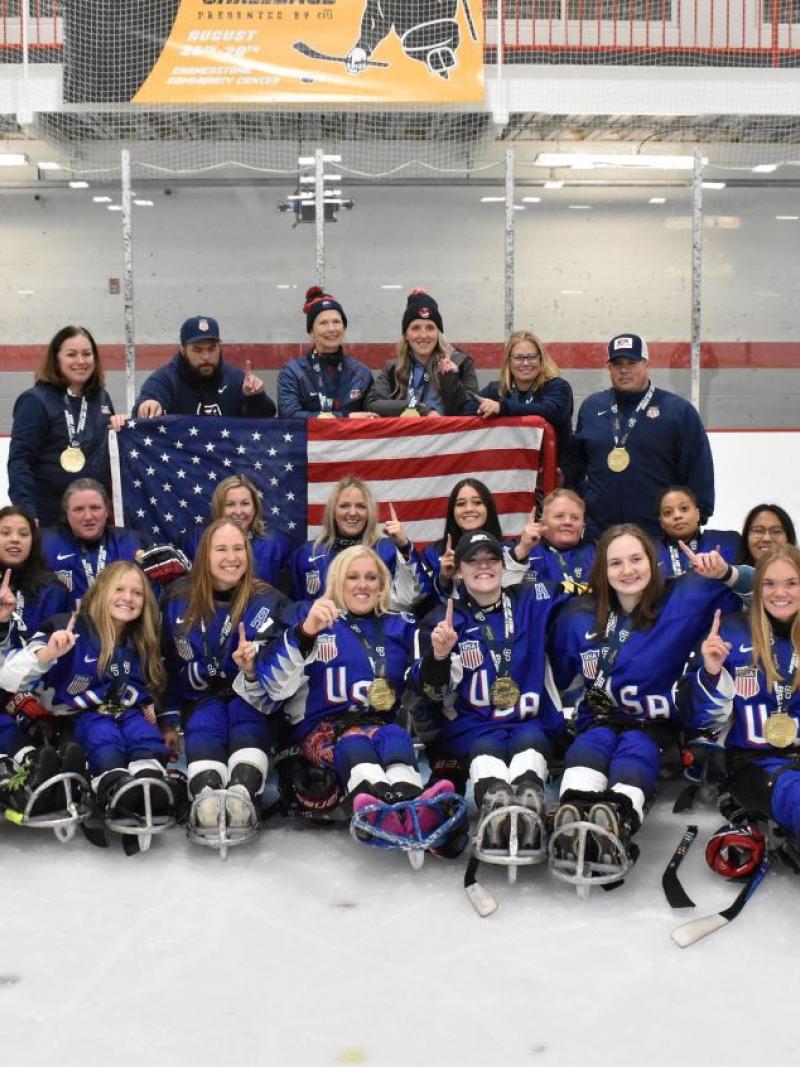 USA celebrating the Green Bay 2022 Women's World Challenge