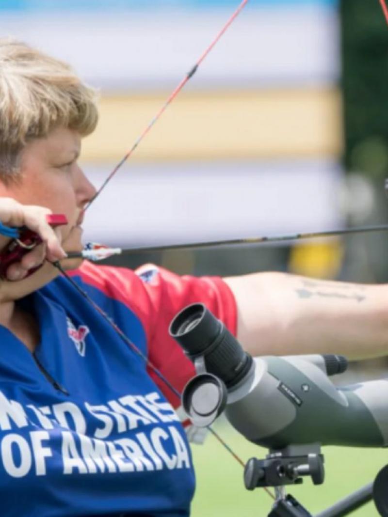 US archer Lia Coryell aiming at the target