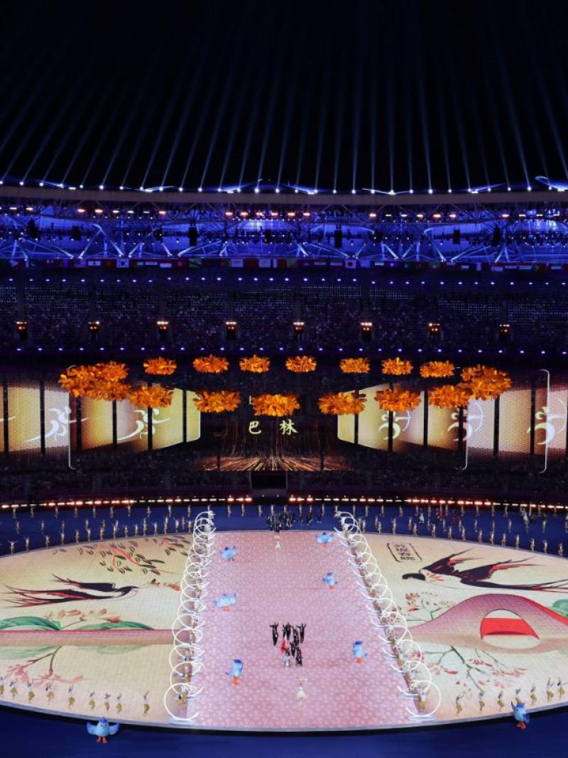 Bahrain parades in the Opening Ceremony of the 2022 Asian Para Games.