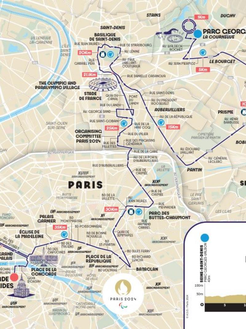 The Paralympic marathon will go through many Paris monuments. 