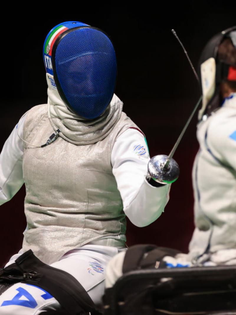 Wheelchair fencer Bebe Vio competing at the Tokyo 2020 Paralympic Games